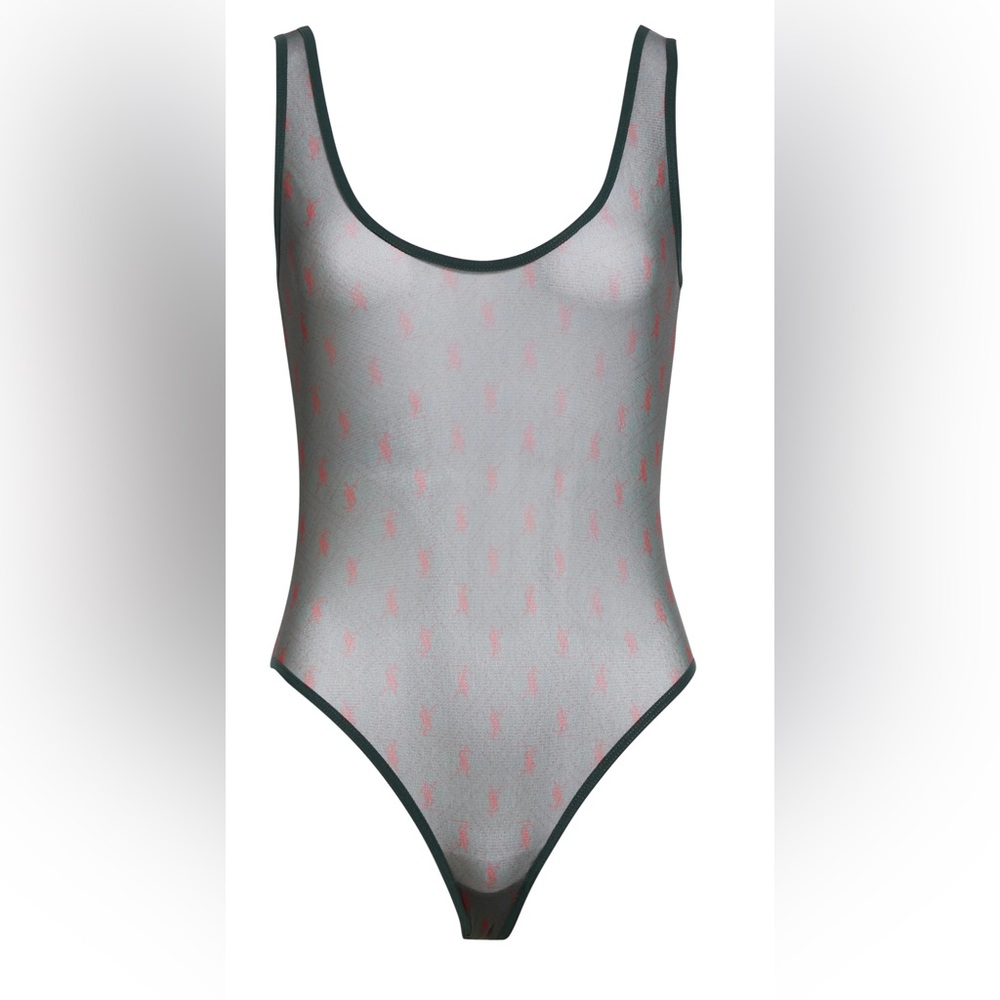 YSL Saint Laurent Monogram Scoop-Neck Bodysuit